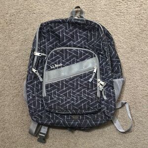 L.L. Bean Black and Gray Patterned Backpack